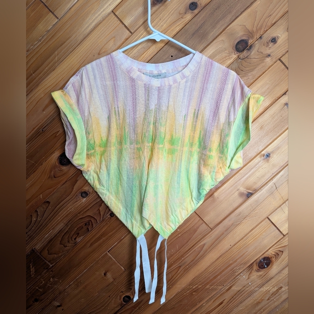 ALLSAINTS Mira Estella Cropped Drawcord T-Shirt Size XS